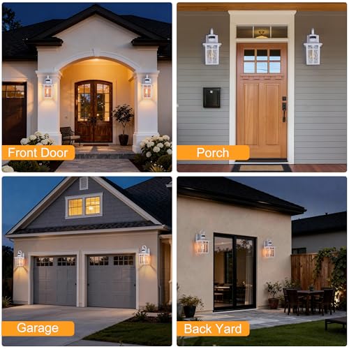 Aluminum Motion Sensor Outdoor Wall Lights with Ripple Glass (2 Count)