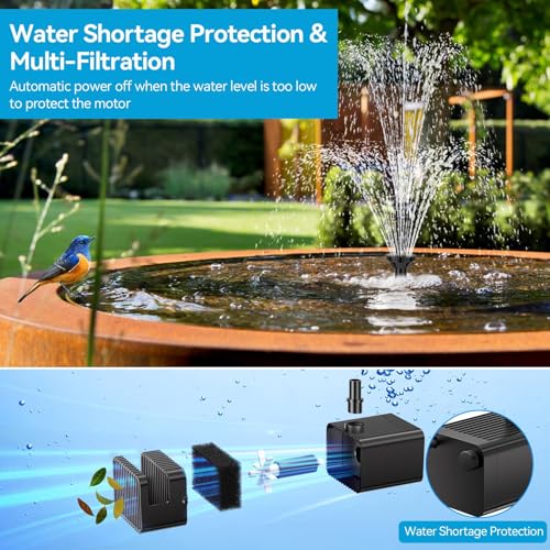 Solar Fountain Pump with Pond Filter Kit Built