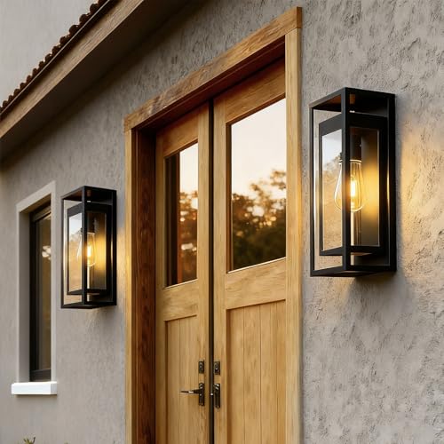 20in Large Outdoor Wall Light Black Modern Sconce Exterior Lighting Fixture (2 Count)