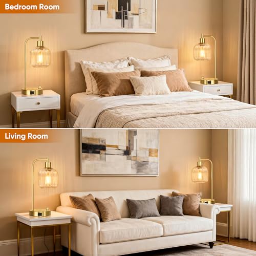 Clear Glass Table Lamps Set of 2