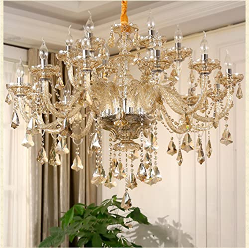 Luxury Cognac Crystal Chandelier 18 Lights
