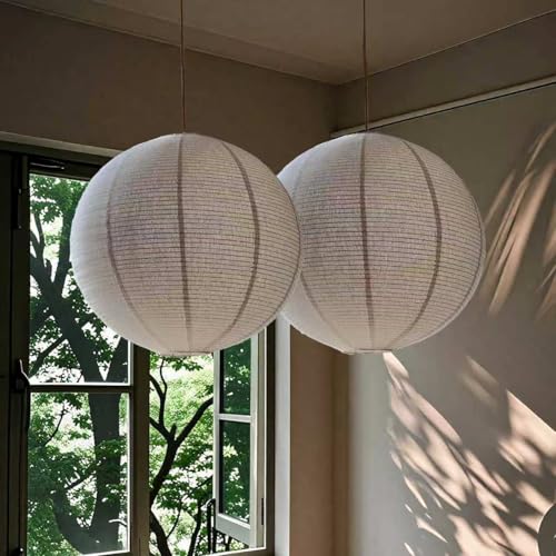 2PCS Hanging Lamp Shade Can replace Large paper lantern 20INCH Linen Pendant Light Shade Round Off (2 Count)