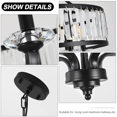 Modern Black Crystal Chandelier