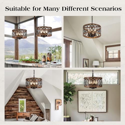 4 Light Farmhouse Drum Pendant Light (4 Count)