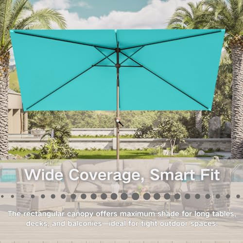 6.5' x 10' Rectangular Patio Umbrella Large Outdoor Market Umbrella w