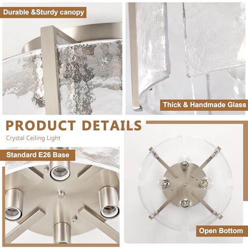 Modern Brushed Nickel Semi Flush Mount Ceiling Light