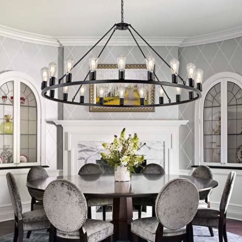 48” 20 Light Extra Large Wagon Wheel Chandelier