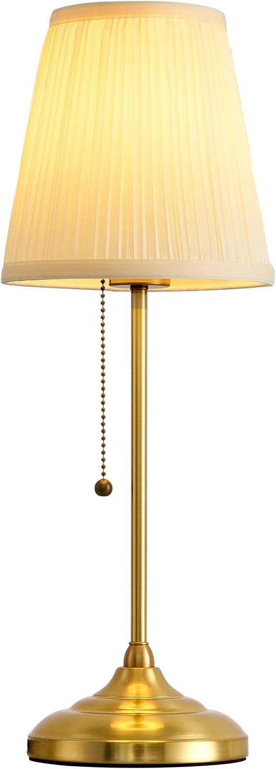 Modern Table Lamp for Bedroom, Gold Bedside Lamp, Farmhouse Nightstand Lamp with Pull Chain Switch, 20" Small Table Lamp for Reading, Hotel, Buffet Candlestick