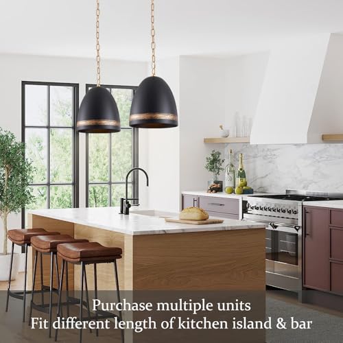 Farmhouse Pendant Light Black 10in Hemp Rope Boho Kitchen Island Lighting French Country Ceiling Pendant Light for Kitchen Sink Dining Room Entry Hallway