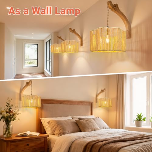 Hanging Light Lamp Shades Boho Rattan Lamp Shades