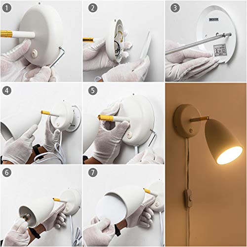 Modern White Plug in or Hardwire Wall Light Sconces
