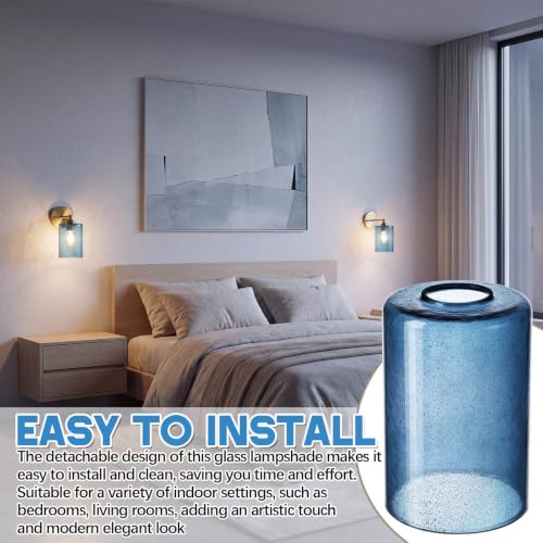 6 Pcs Blue Bubble Seeded Glass Lamp Shade 1 (6 Count)