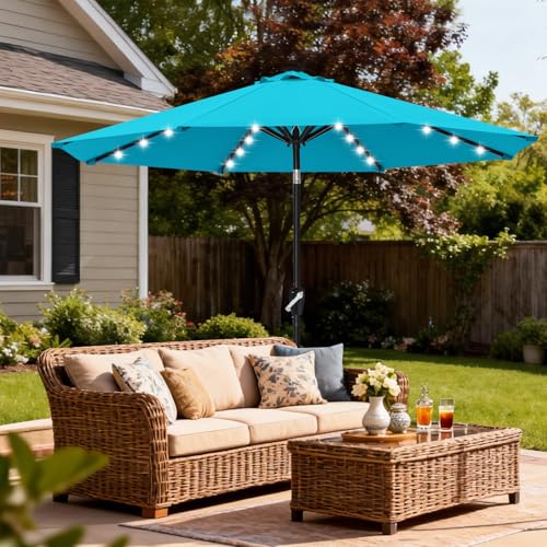 Solar Led Patio Umbrella with 32 Lights 10FT