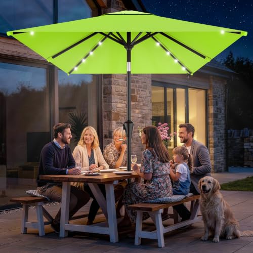 6.5' x 10' Rectangular Patio Umbrella with Solar Lights