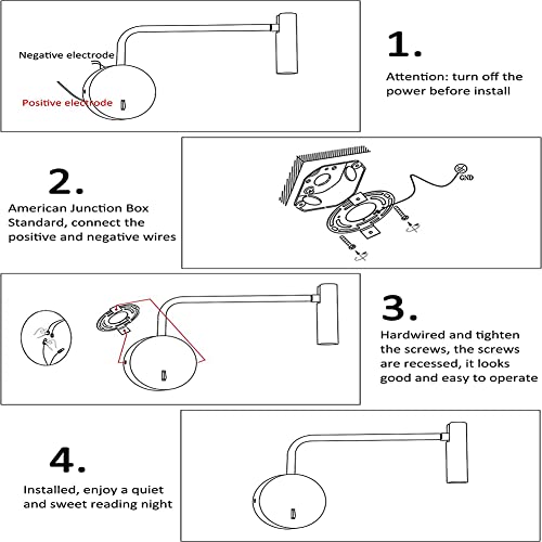 Wall Mounted Reading Light Swing Arm Bedside Lamps for Bedroom Hardwired Sconces with Switch LED Mounted for Home Decor Wall Lighting Fixtures Indoor