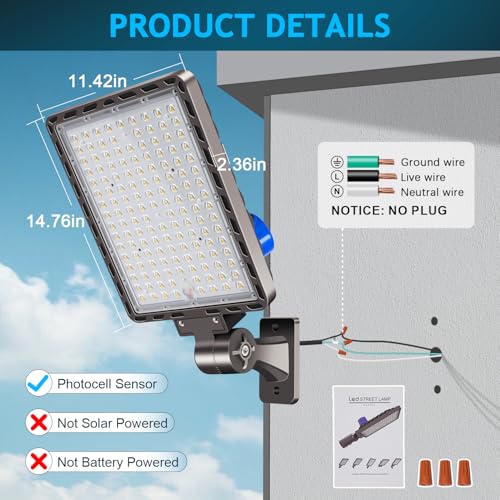 350W LED Parking Lot Light Dusk to Dawn Photocell 52500LM 5000K