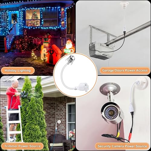 2 Pcs 3 Outlet Light Socket Adapter