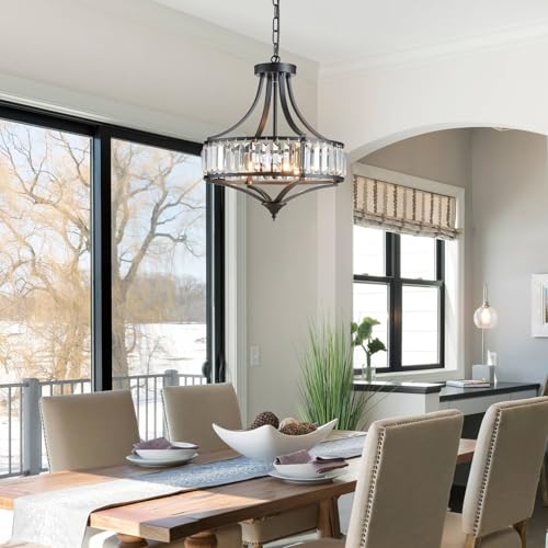 Black Crystal Chandeliers for Dining Room