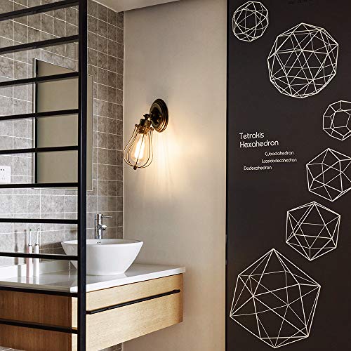 Industrial Wall Sconce Vintage Lighting Adjustable Lamp Socket Wire Metal Cage Wall Light Shade Edison Style Antique Fixture Porch Mirror