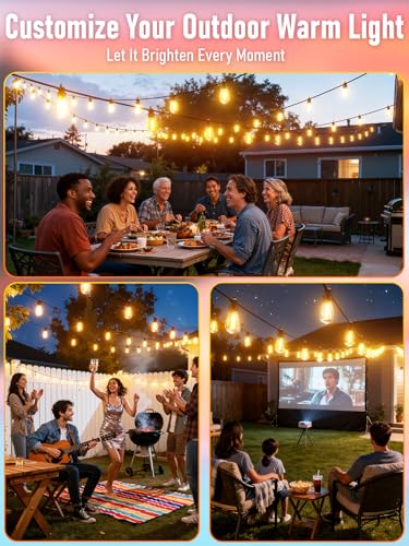 60FT LED Outdoor String Lights with 16+1 Edison Shatterproof Waterproof Bulbs (25 Count)