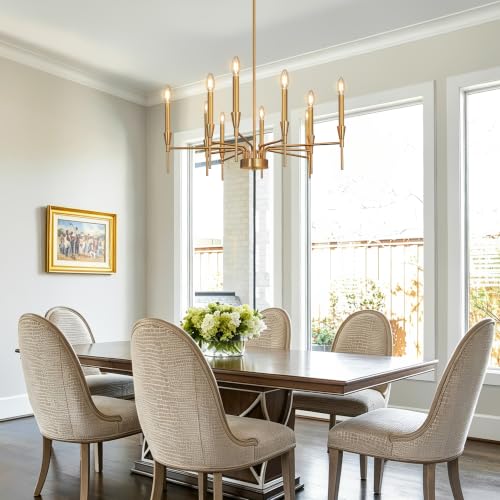 Gold Modern Small Chandelier 10 Light Dining Room Farmhouse Light Fixture