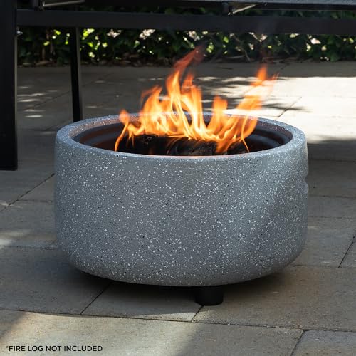 QFC334 Contemporary Gray Woodburning Firepit with Lid & Wood Poker