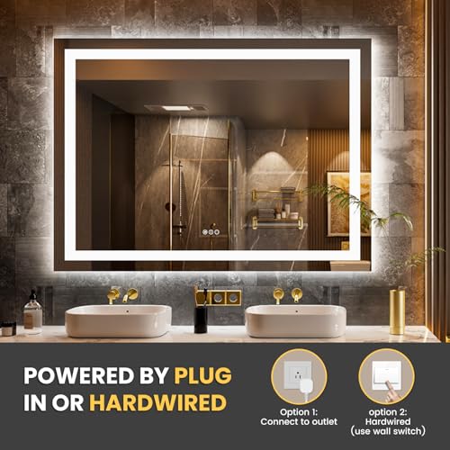 44"X60" LED Bathroom Mirror with Lights