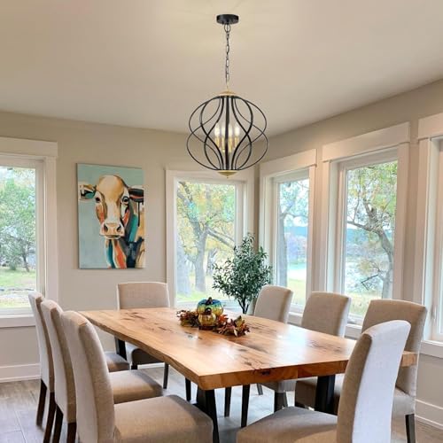 Modern Black and Gold Chandelier for Dining Room