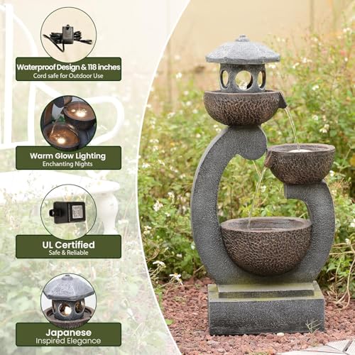 35.5" H Water Fountain Outdoor Garden 3