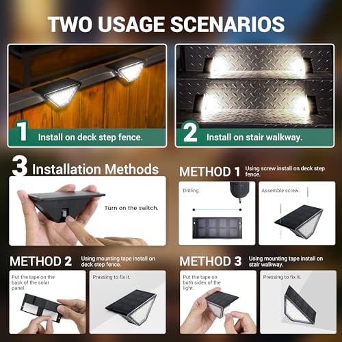8 Pack Solar Step Lights for Outside (12 Count)