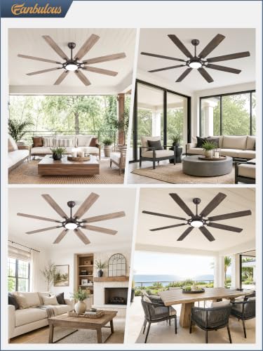72 Inch Black Ceiling Fans with 3CCT Lights and Remote (Oil Bronze / 72")
