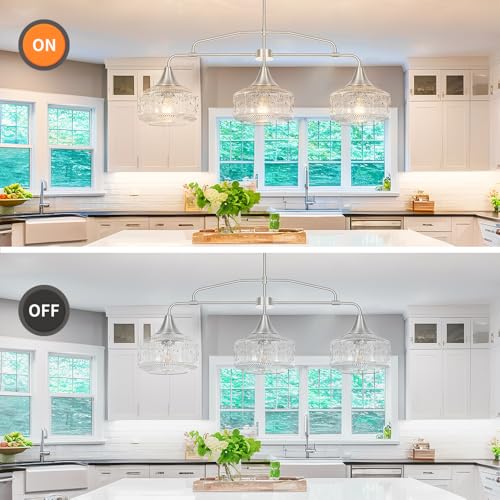 DSMJFU 3 Light Island Light for Kitchen Adjustable Kitchen Island Lighting