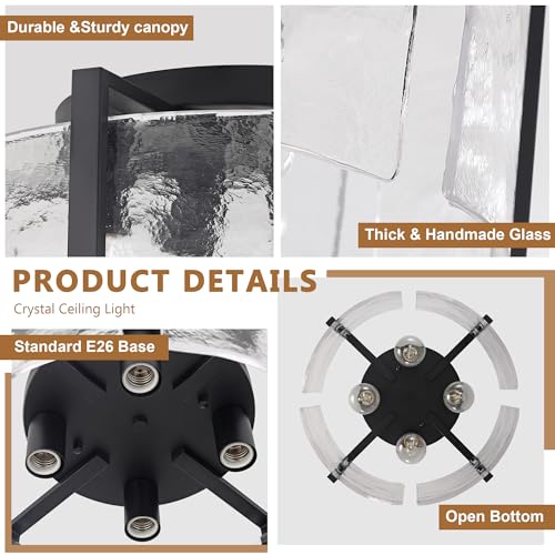 17.7'' Black Semi Flush Mount Ceiling Light