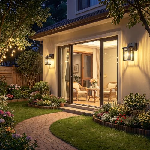 2 Pack Motion Sensor Outdoor Wall Lights with GFCI Outlet (2 Count)