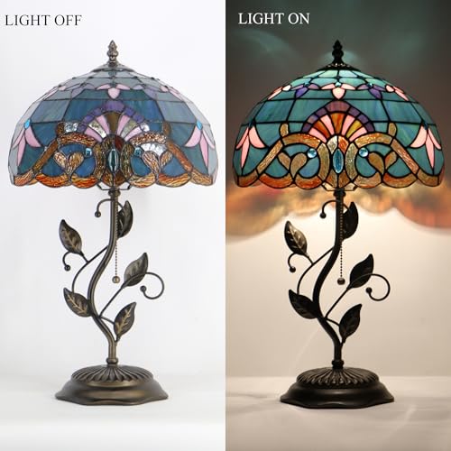Tiffany Lamp Stained Glass Table Bedside Reading Light W12H19 inch