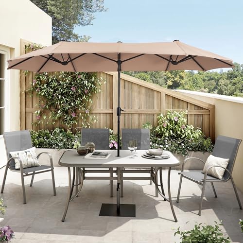 13 ft Rectangle Patio Umbrellas Large Outdoor Umbrella with Crank Powerful UV Protective Table Umbrella Outdoor Patio for Backyard