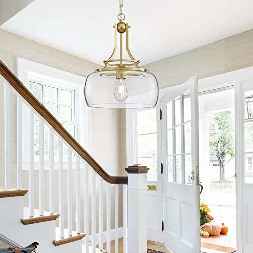 Chandelier Rustic Farmhouse Industrial Round Ceiling Pendant LED Light Fixture with Clear Glass Shades for Dining Room Kitchen Island Foyer Entryway