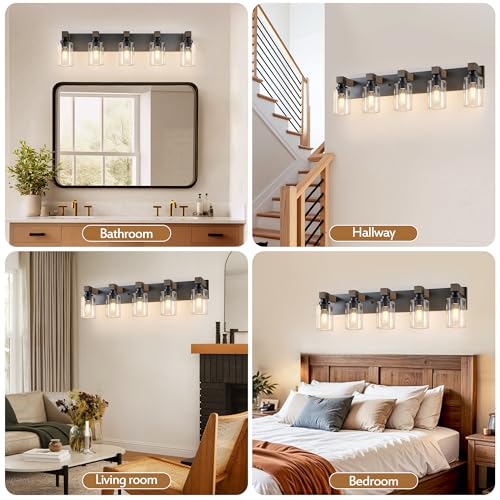Farmhouse 5 Light Bathroom Vanity Light Fixtures