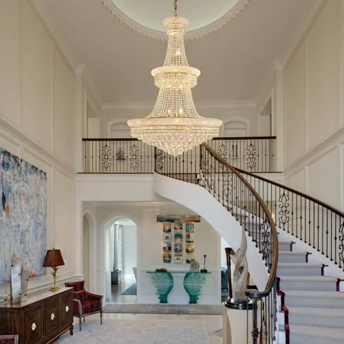 19 Lights Gold Large Crystal Chandelier Light Fixture