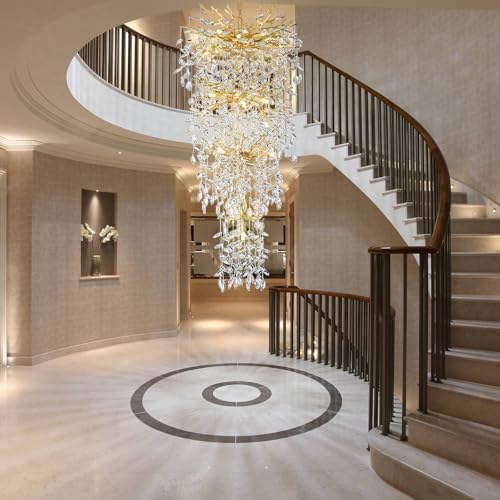 90'' Long Crystal Chandelier for High Ceilings