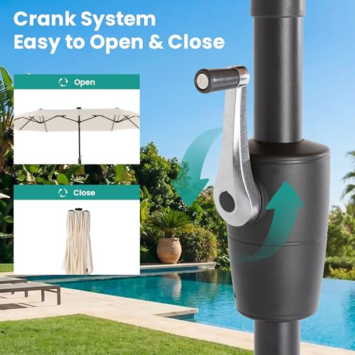 15FT Large Double Sided Patio Umbrella with Base Included