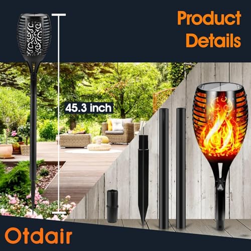43" Solar Torch Lights Outdoor with Flickering Flame for Halloween (6 Count)