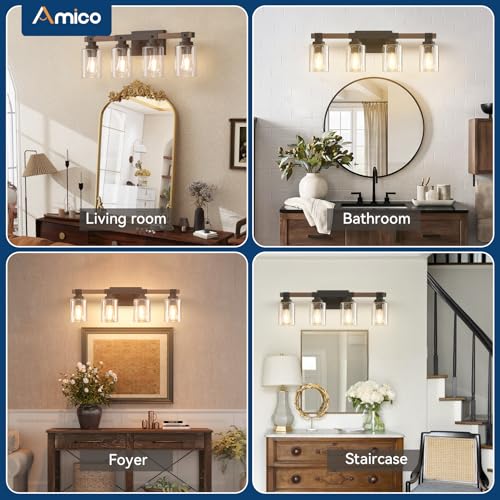 4 Light Farmhouse Bathroom Vanity Light