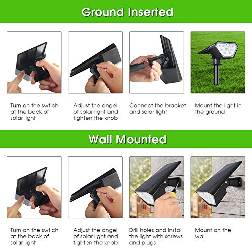 Solar Spot Lights Outdoor Bright 700 Lumen 3000K Warm White 4 Pack (4 Count)
