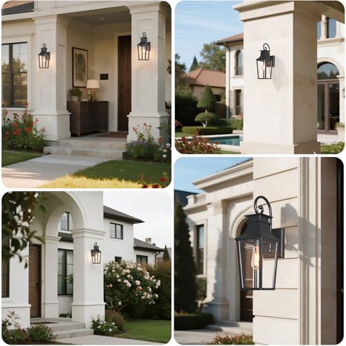 ALVIME 19" Matte Black Large Outdoor Wall Sconce
