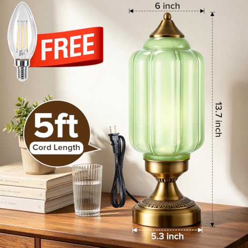 Vintage Green Milk Glass Table Lamp (Green)