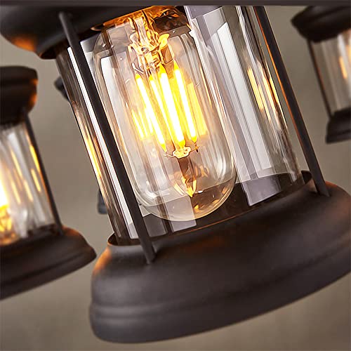 Vintage Industrial Chandelier with Rudder Design