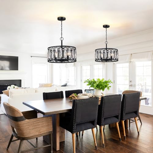 Modern Black Crystal Chandeliers for Dining Room