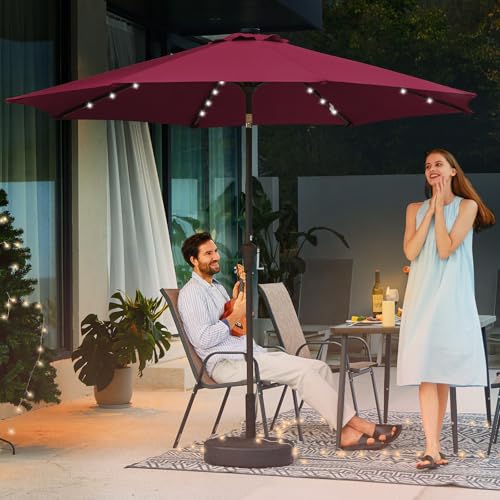 9' Patio Umbrella with Solar Lights