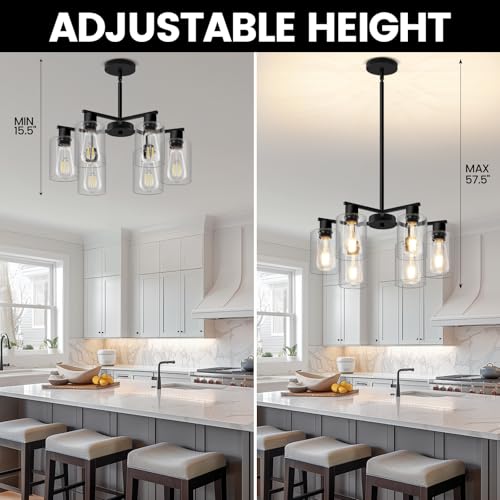 6 Light Black Modern Farmhouse Chandelier Light